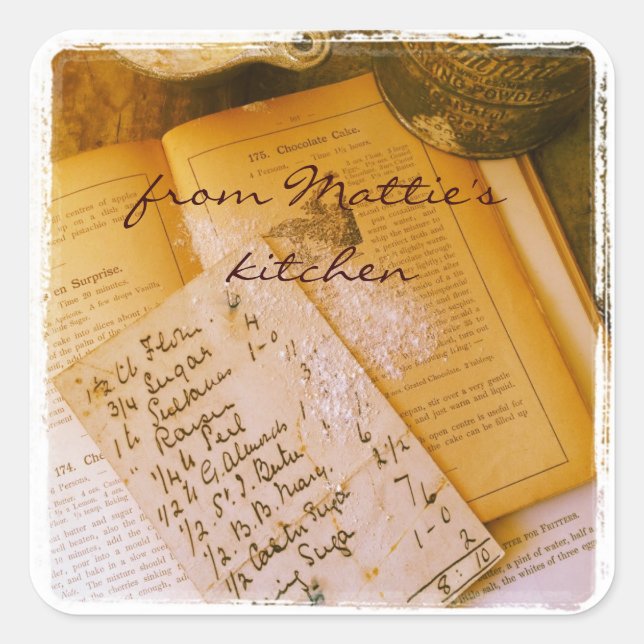 pegatinas cuadrados de recetas antiguas (Anverso)