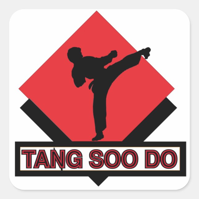 Pegatinas cuadrados de Tang Soo Do (Anverso)