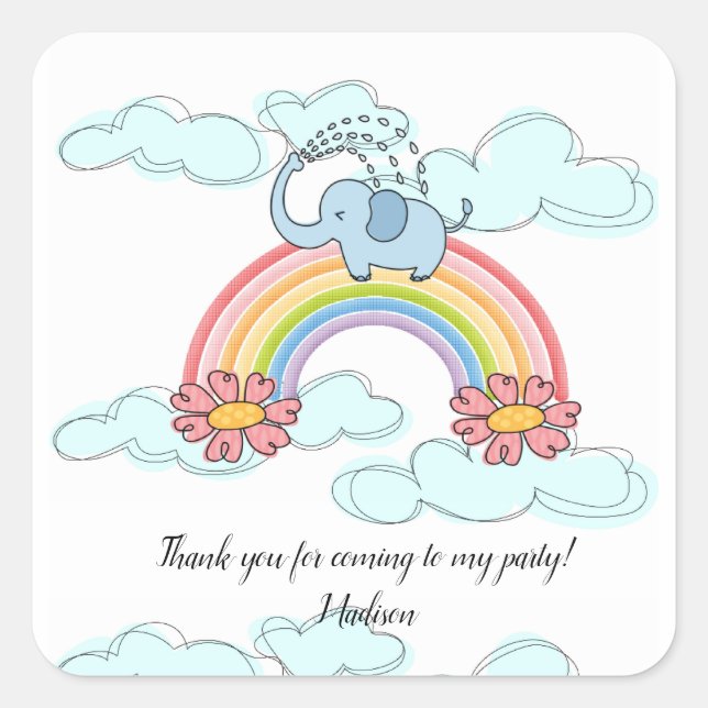 Pegatinas cuadrados Elefante Azul (Anverso)