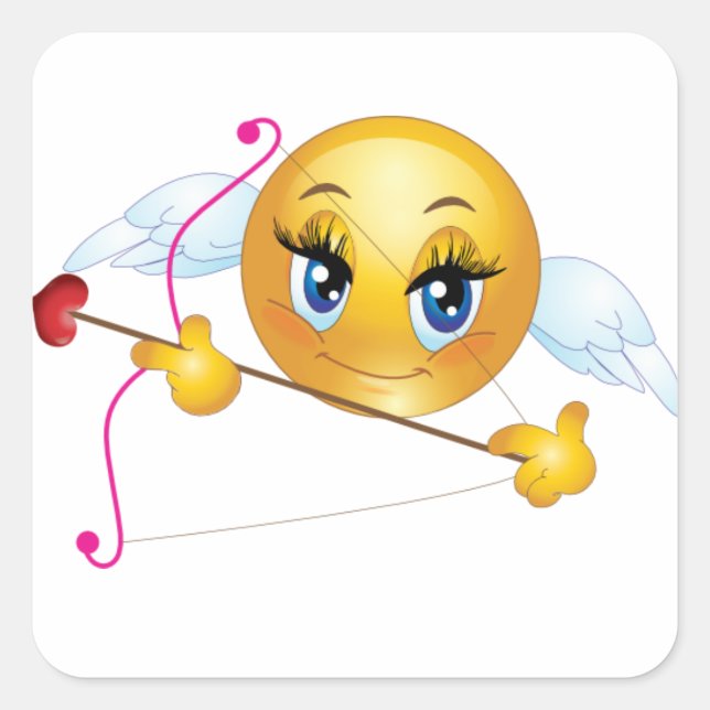Pegatinas cuadrados/emoticono cupido (Anverso)