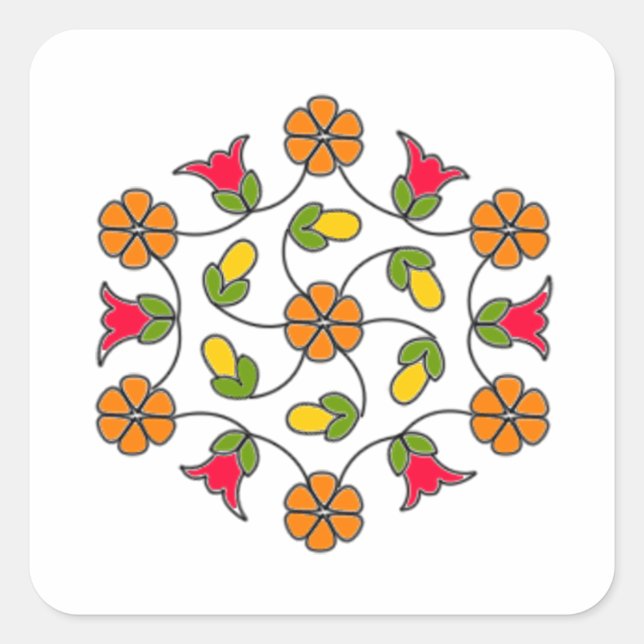 Pegatinas cuadrados-Serie de flores#63 (Anverso)