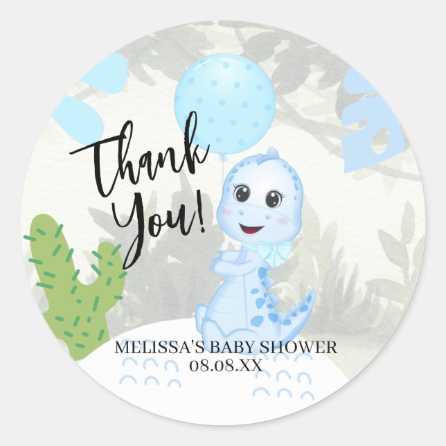 Pegatinas cuelgan globo de dinosaurio azul bebé (Anverso)