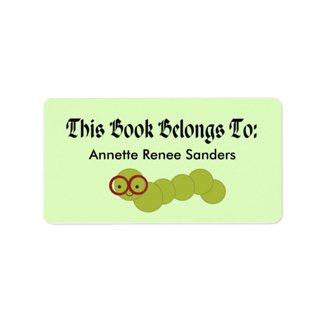 Pegatinas Cute Bookworm Bookplate Para Lectores (Frente)