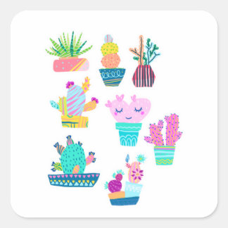 Pegatinas Cute Cactus Succulent Cacti