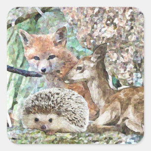 Pegatinas Cute Deer, Hedgehog y Fox