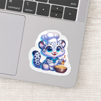 Pegatinas Cute Kawaii Snow Leopard Cocinero Francé
