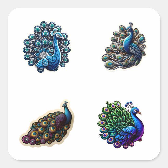 Pegatinas Cute Peacock 4 Pack (Anverso)