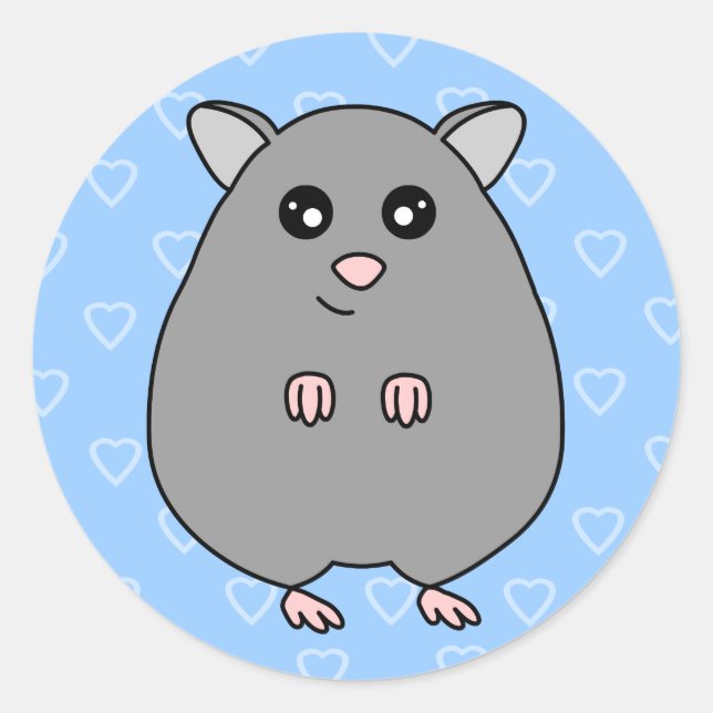 Pegatinas Cute Personalizado Gray Hamster (Anverso)