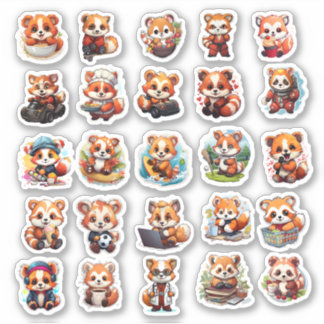 Pegatinas Cute Red Panda, paquete de valor 25 Pega