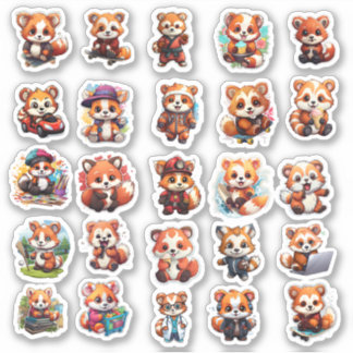 Pegatinas Cute Red Panda, paquete de valor 25 Pega