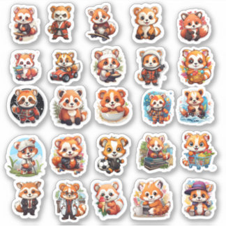 Pegatinas Cute Red Panda, paquete de valor 25 Pega