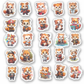 Pegatinas Cute Red Panda, paquete de valor 25 Pega