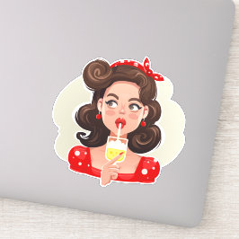 Pegatinas Cute Retro Chica Cocktail Vinyl