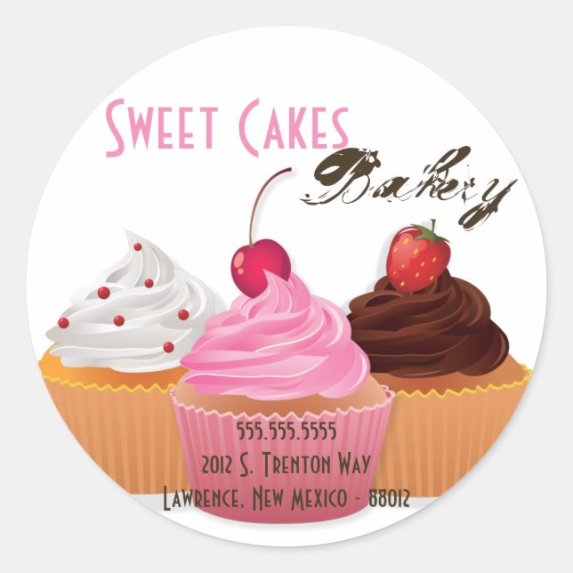 pegatinas de 20-1.5" Cup Cakes Bakery Sweet Addres (Anverso)