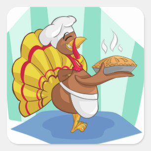 Pegatinas de Acción de Gracias/Turquia sirviendo p