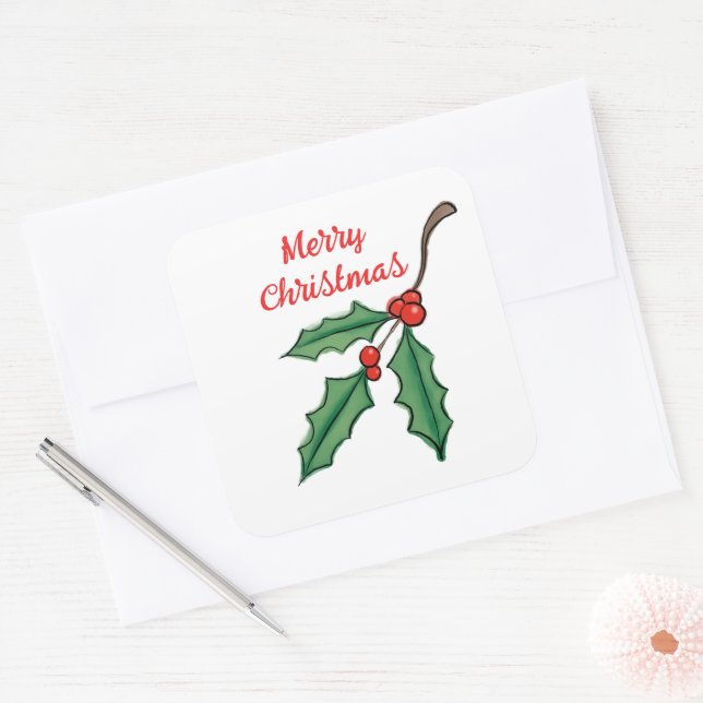 Pegatinas de Acebo de Navidad  (Sobre)