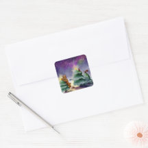 Pegatinas de Acuarela de Aurora de Navidad de Anim