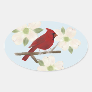 Pegatinas de acuarela de Cardenales y Dogwood