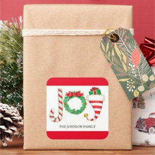 Pegatinas de acuarela de Navidades de alegría