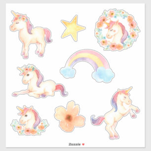 Pegatinas de acuarela de Unicorn