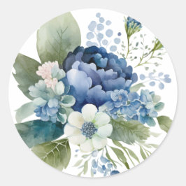 Pegatinas de Acuarela Floral Azul, Sellos de Sobre