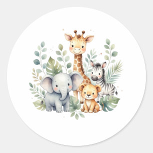 Pegatinas de Acuarela para Baby Shower Safari