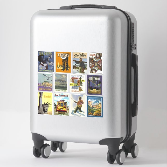 PEGATINAS de afiches de viajes de Estados Unidos (Maleta)