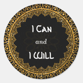 pegatinas de Afirmación de Mandala Gold 'I Can, I 