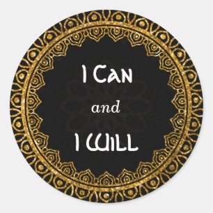 pegatinas de Afirmación de Mandala Gold 'I Can, I 