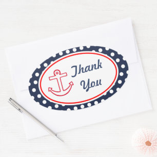 Pegatinas de agradecimiento Anchor Navy Dots