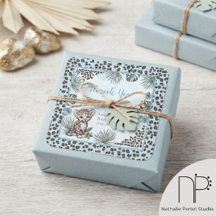 Pegatinas de agradecimiento azules con estampado d