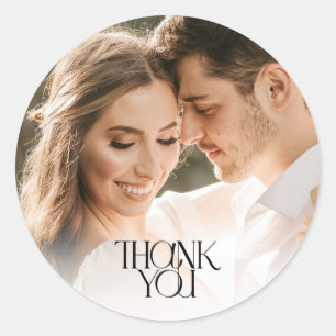 Pegatinas de agradecimiento de boda con foto senci