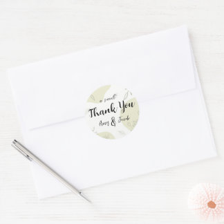 Pegatinas de agradecimiento de boda florales verde