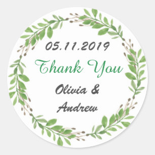 PEGATINAS DE AGRADECIMIENTO DE BODA VID VERDE