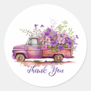 Pegatinas de agradecimiento de camión de flores