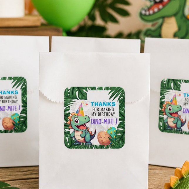Pegatinas de agradecimiento de cumpleaños Dino-mit (Subido por el creador)