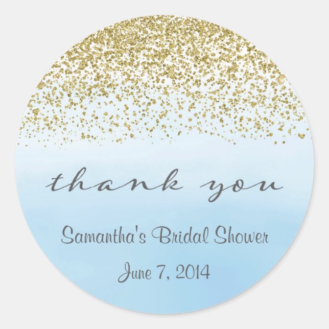 Pegatinas de agradecimiento doradas y azules (Anverso)