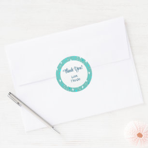 Pegatinas de agradecimiento editables Retro Teal W