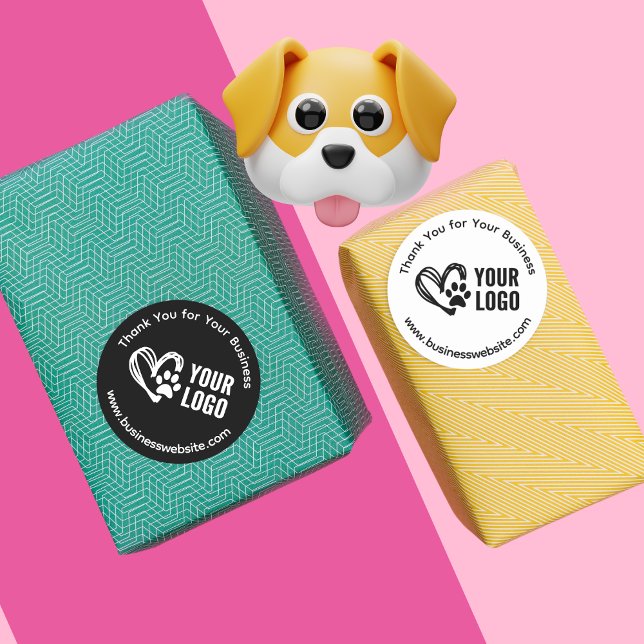 Pegatinas de agradecimiento empresarial con logoti (Thank you stickers for pet care business, dog walker, pet sitting business bundle )