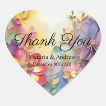 Pegatinas de agradecimiento florales coloridas