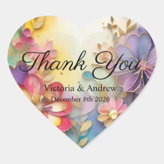 Pegatinas de agradecimiento florales coloridas
