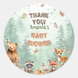 Pegatinas de agradecimiento para baby shower Bosqu