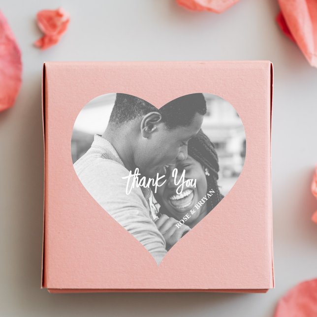 Pegatinas de agradecimiento personalizadas para fo (Custom wedding photo favor stickers share your heartfelt thanks with personal charm)