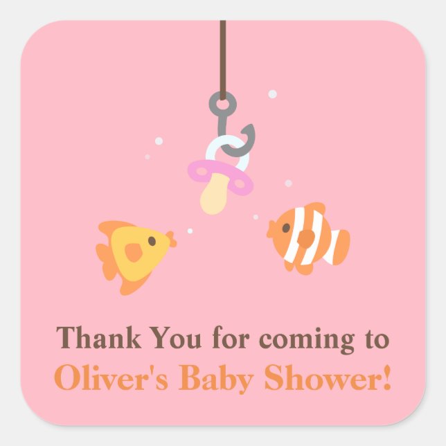 Pegatinas de agradecimiento rosadas para Baby Show (Anverso)