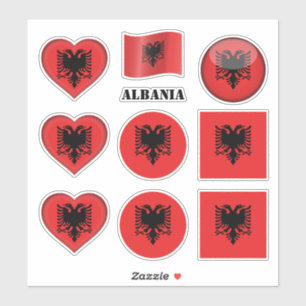 Pegatinas de Albania y bandera de Albania, corazón