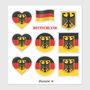 Pegatinas de Alemania y bandera alemana, corazón /