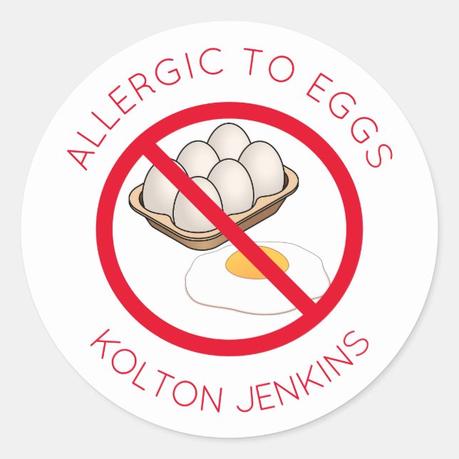 Pegatinas de alergia de huevos personalizados (Anverso)