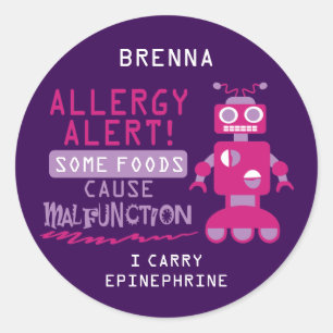 Pegatinas de Alerta de Alergia Alimentaria Robot R