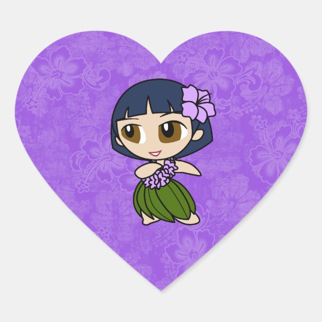 Pegatinas de Aloha Honeys Hula Chica Hibiscus (Anverso)