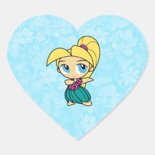 Pegatinas de Aloha Honeys Hula Chica Hibiscus